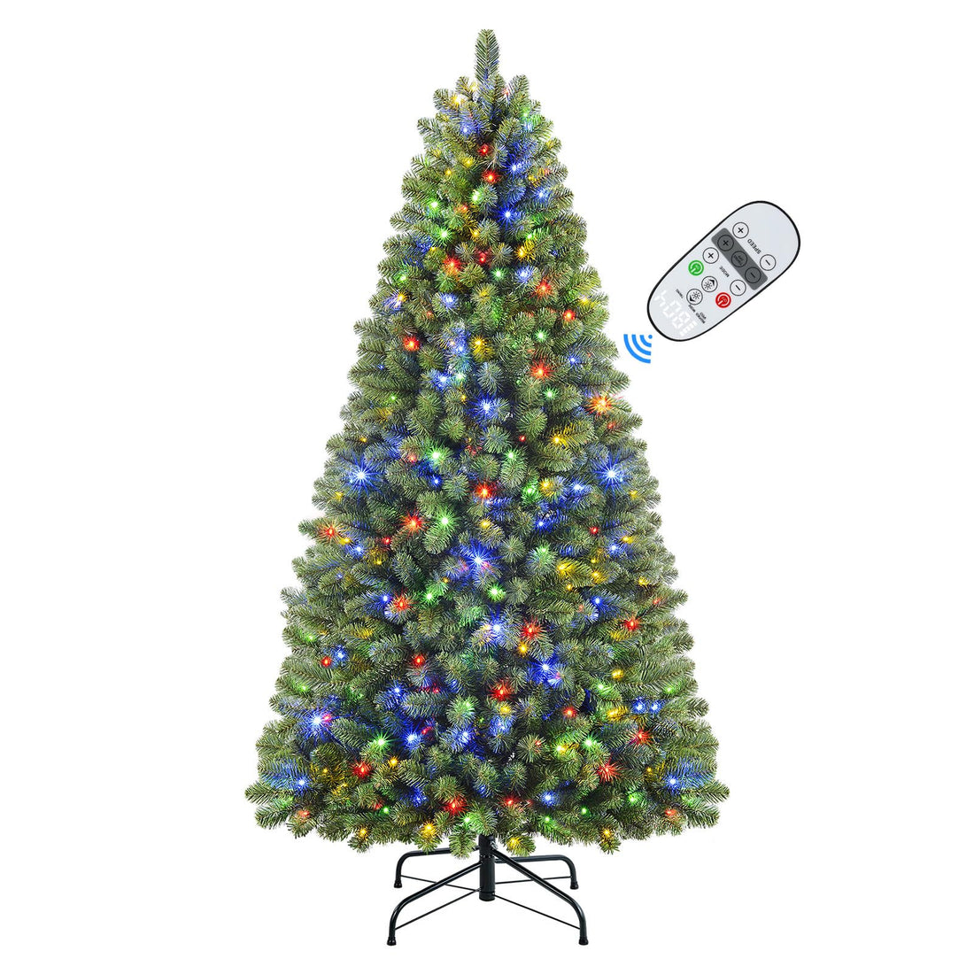 SHareconn 6ft Prelit Premium Artificial Hinged Christmas Tree with Remote ControlTimer and 330 Warm White & Color LED Changing Lights 952 Branch Tips Perfect Choice for Xmas Decoration 6 FT