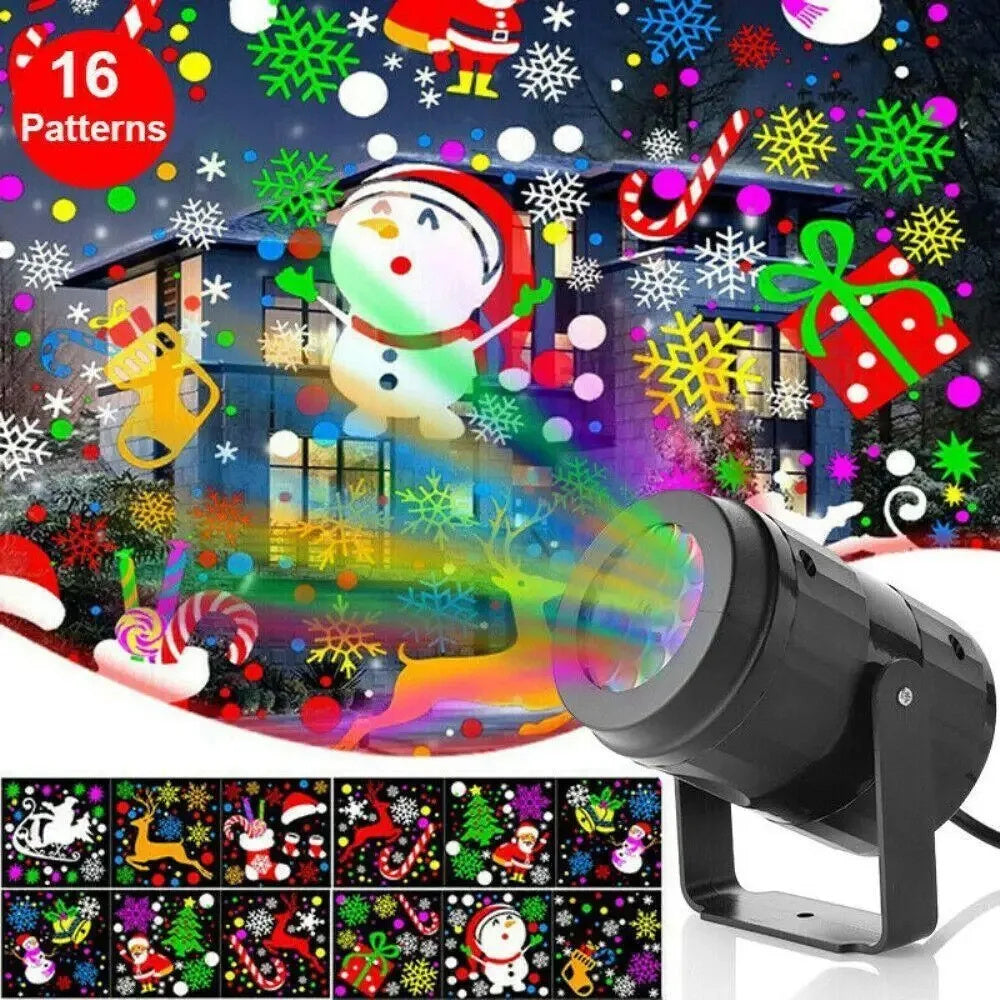 Christmas Party Lights Snowflake Projector Light Led Stage Light Rotating Xmas Pattern Outdoor Holiday Lighting Garden Christmas Decor Christmas Snowflake Projector Light