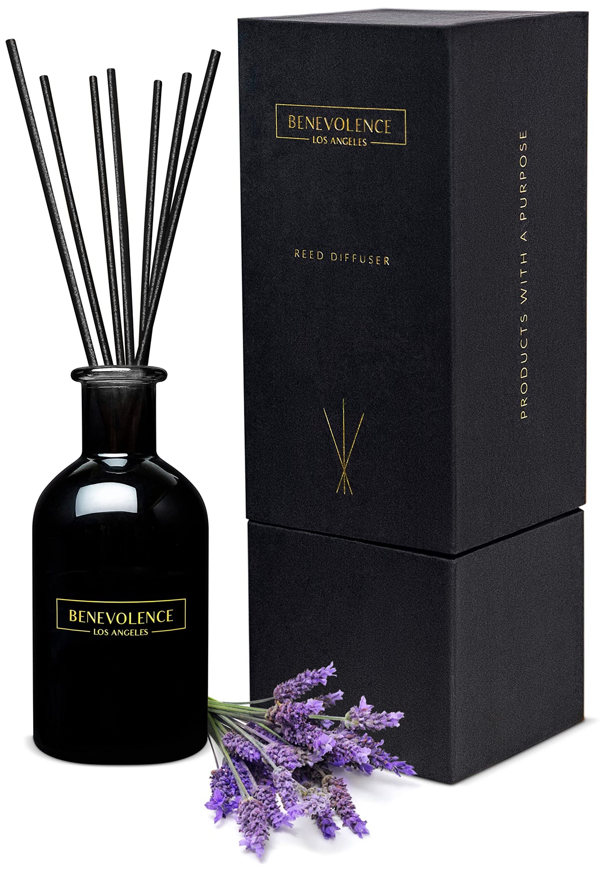 Benevolence LA Reed Diffuser Set Lavender &amp; Eucalyptus Fragrance Diffuser Aromatherapy Diffuser Scented Oil Reed Diffuser Sticks Scented Sticks Diffuser Stress Relief