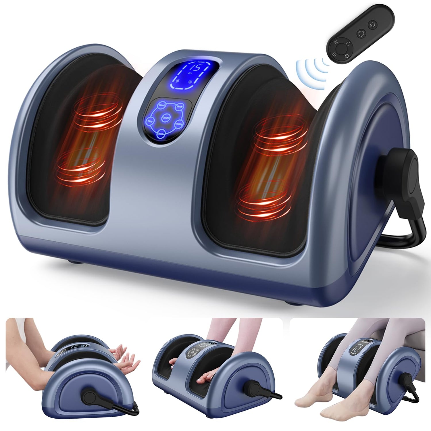 SLOTHMORE Shiatsu Foot Massager with Heat Foot Massager Machine for Neuropathy Plantar Fasciitis and Pain Relief Massage Foot Calf Arms Open Design for Breathable &amp; Clean Fits Men Feet Size 14