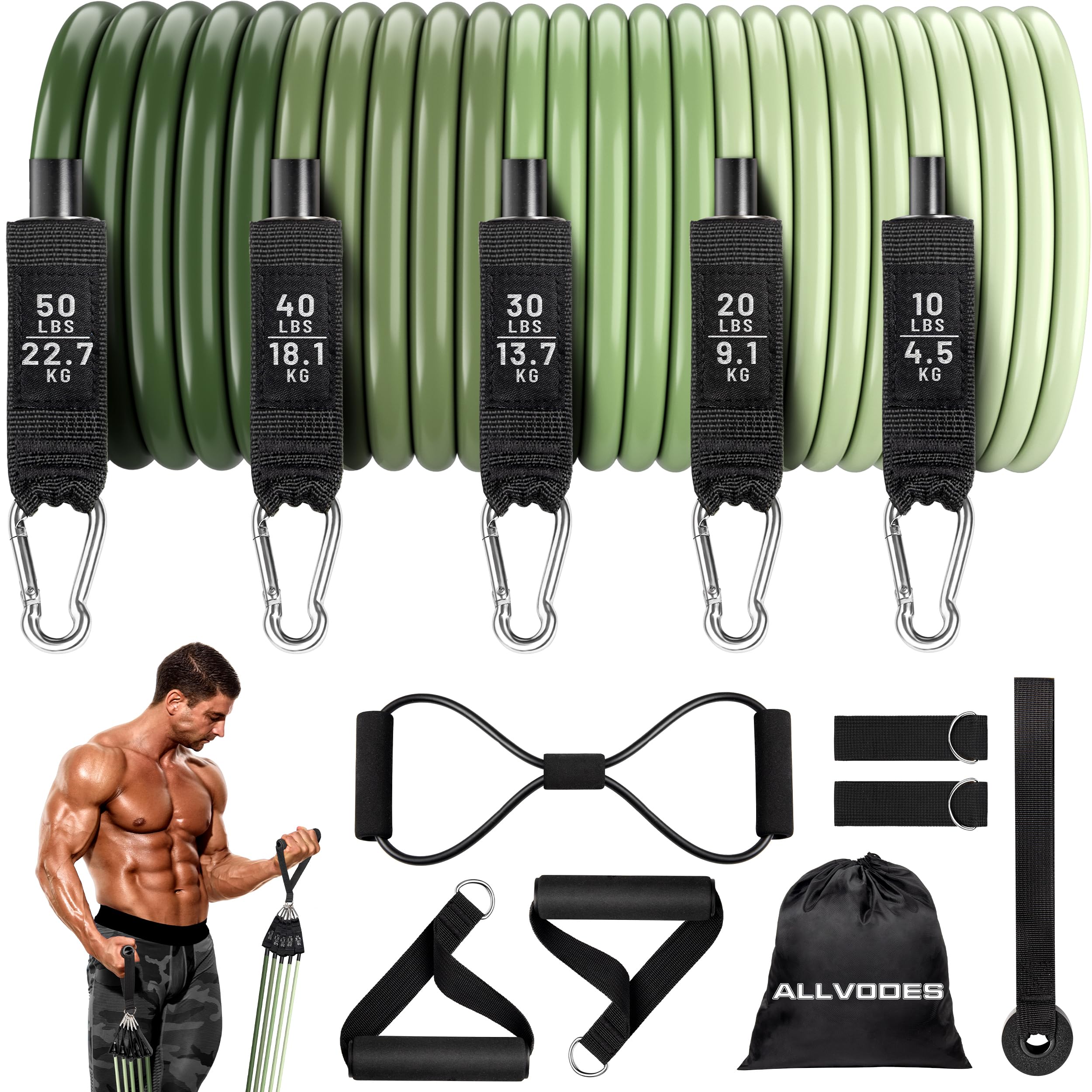 Resistance Bands Resistance Band Set Workout Bands Exercise Bands for Men and Women Exercise Bands with Door Anchor Handles Legs Ankle Straps for Muscle Training Physical Therapy Shape Body