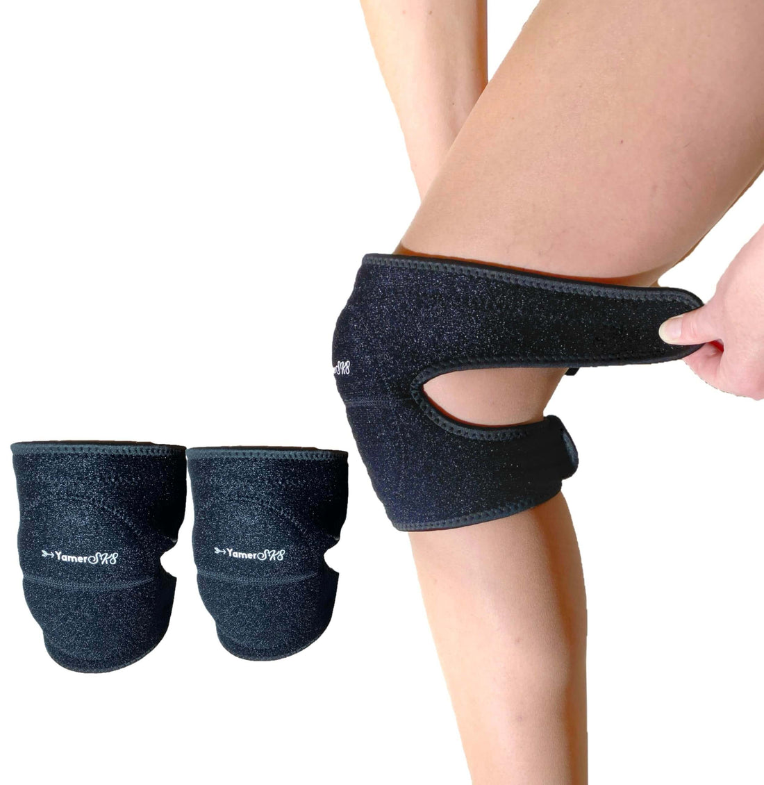 YamerSK8 Knee Pads (2pcs) Lightweight Adjustable Anti-Slip For Dance Yoga Figure Skating Roller skating (Medium Black)