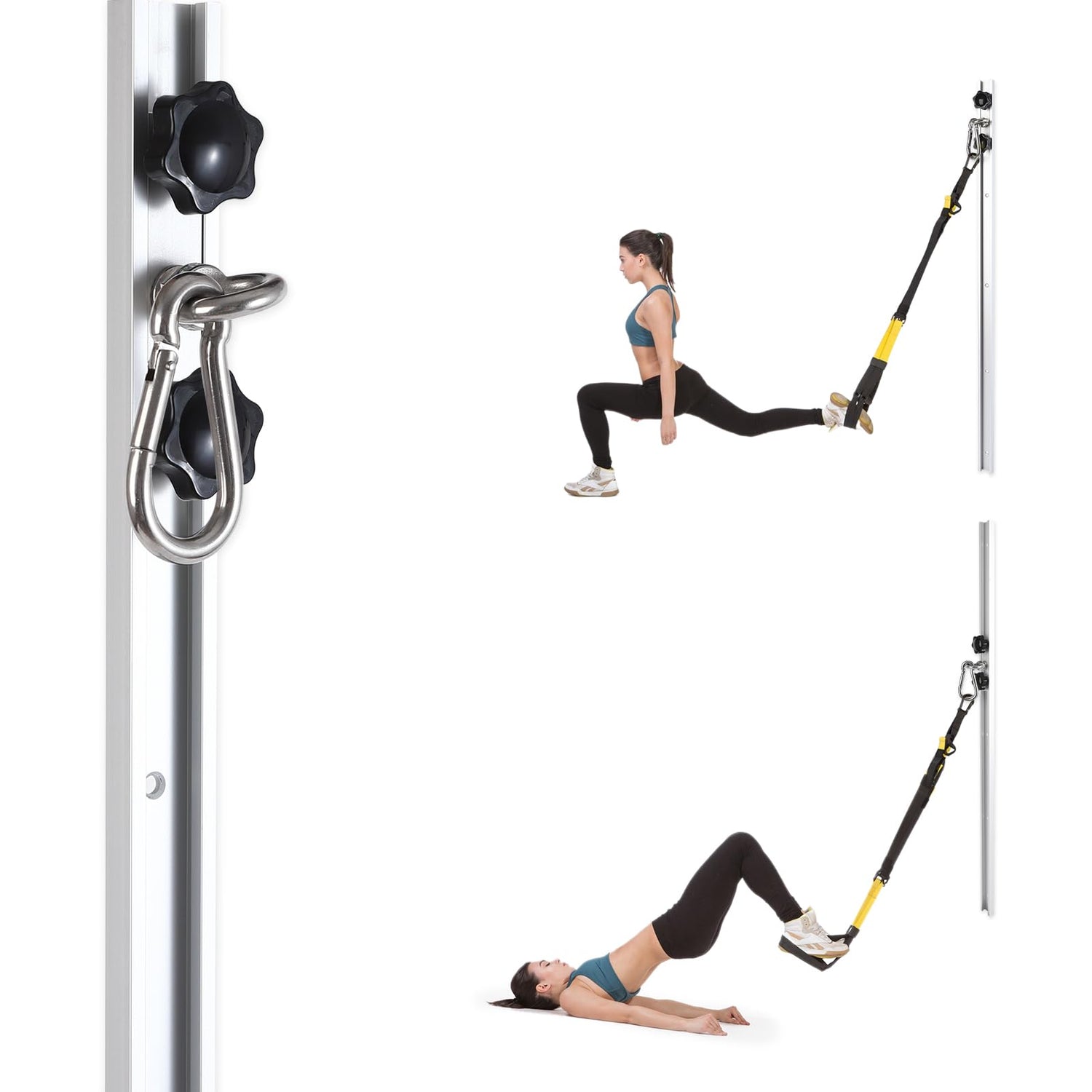 Resistance Band Wall AnchorGym Resistance Bandsdjustable Workout Wall Anchor Systemfor Resistance Band Exerciseswith 2 Rail and 2 Rail CarEasy Installation(double setNo Resistance Bands)