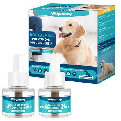 Woyamay Dog Calming Diffuser Refills - Dog Pheromones Calming Diffuser for Dogs Relieve Anxiety &amp; Stress 2-Month Supply Dog Pheromone Diffuser Refills (Fits All Common Diffuser Heads)
