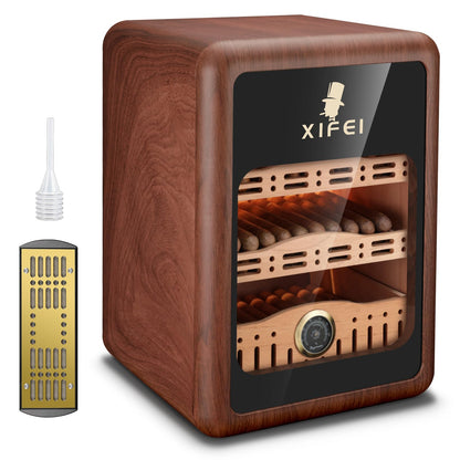 XIFEI Cigar Humidor Cigar Humidor Cabinet for 150 Cigars LED Lighting Desktop Humidor with Spanish Cedar Wood Shelves Hygrometer &amp; Humidifier Mens Gift for Christmas Fathers Day