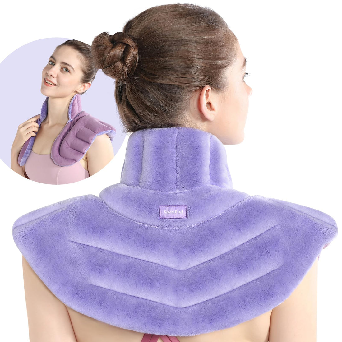 SuzziPad Microwave Heating Pad for Neck and Shoulders Weighted Neck and Shoulder Wrap for Pain Relief and Spasm Heated Neck Wrap with Herbal Aromatherapy Moist Heat Neck Warmer Hot &amp; Cold Compress