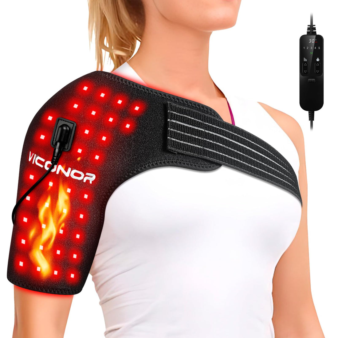 Red Light Therapy Shoulder,Shoulder Heating PadInfrared Light Therapy for BodyShoulder Brace,660nm&850nm Red Light Heated Shoulder Wrap
