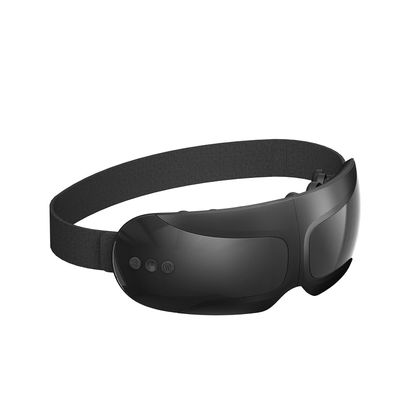 Isfuro Eye Massager Migraines Eye Massager with Heat and Vibration Heated Eye Massager Massaging Eye Mask Sinus Massager Migraine Relief Massager Eye Care Reduce Eye Stain Black (Black)